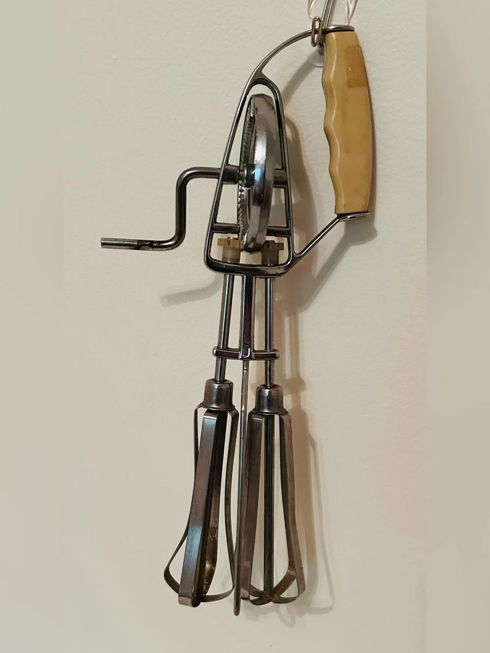 Vintage Stainless Steel Hand Mixer with Cream Handle